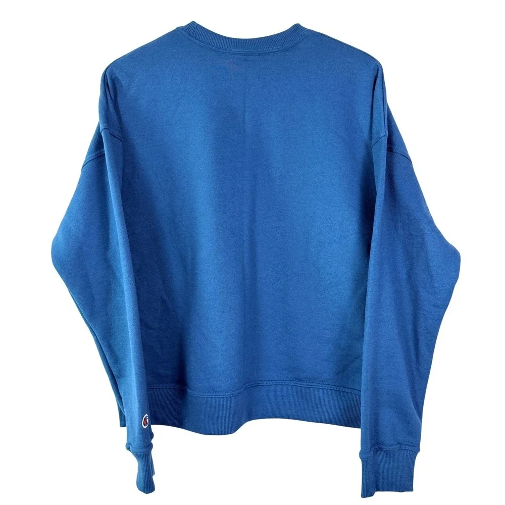 Champion Crewneck Sweatshirt Blue Green Logo Fleece‎ GF535 Mens Medium